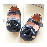 WIN ベビー 夏 シューズ 赤ちゃん 可愛い プレゼント 軽量 履かせやすい マジックテープ ストラップ 花 新生児 フォーマル靴 (内寸12.5cm, ネイビー)