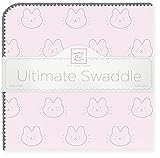 SwaddleDesigns Ultimate Swaddle Blanket, Made in USA, Premium Cotton Flannel, Pastel Pink Bonjour Bu