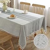 Forhomelife テーブルクロス おしゃれ 撥水加工 北欧 テーブルカバー リネン 撥水 90x90cm 140x140cm 140x180cm お手入れ簡単 汚れ防止 厚手 ダイニング テーブルクロス 長方形 (グレータイプ1 140x180cm)