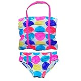 オシュコシュ(Oshkosh B'gosh)5歳用 水玉タンキニセット 女の子白xカラフルネオンドットタンキニ水着上下2点セット 5t(105-111cm) 青,ピンク [並行輸入品]