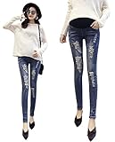 ミウォルナ マタニティ 妊婦 ジーンズ デニム パンツ ストレッチ ダメージ ジーパン スキニー 産前産後 ウエストサイズ調整 XL