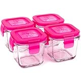 Wean Green 120ml/ 4oz Glass Wean Cubes (Pack of 4, Raspberry)