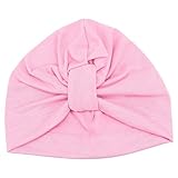 Refaxi 新生児の赤ちゃんの女の子弓の結び目の包み帽子の綿の帽子のヘッドバンド（ピンク）