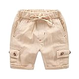 FEVON　ショートパンツ　ベビー　男の子　ボーイズ　子供服　夏　綿麻　通気性良い　快適　涼しい　キッズ　ボトムス　半ズボン　短パン　ウェストゴム　柔らかい　無地　シンプル