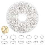 PH PandaHall 6種セット 鉄製 二重丸カン 4-10mm リング マルカン 丸環 指貫つき 金具セット 基礎パーツ ジュエリー DIY用 手芸用品 クラフト用品 アクセサリーパーツ ハンドメイド ブレスレット シルバー