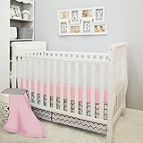 Grey and Pink Zig Zag Chevron 5 Piece Baby Girl Crib Bedding Set with Bumper by Babyhaven