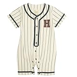 ベビー カバーオール 男の子 野球 ユニフォーム 半袖 ロンパース ミニオール 赤ちゃん アイボリー 60cm