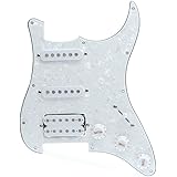 Yibuy ホワイトパール 3プライ Prewired ピックガードSSH 楽器用