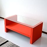 (DORIS) ガラステーブル ローテーブル 【ジョリー サンレッド】 コーヒーテーブル ファブリック製 強化ガラス8mm (サンレッド) (KIC)