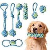JOPOY 7パックの子犬用ロープおもちゃ 犬ロープおもちゃ 犬おもちゃ 犬用玩具 噛むおもちゃ ペット用 コットン ストレス解消 丈夫 耐久性 清潔 歯磨き 小/中型犬に適用