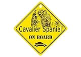 Cavalier Spaniel ON BOARD カーサインボード：キャバリアスパニエル 乗車中 ミニサイン 吸着盤つき Made in U.S.A [並行輸入品]