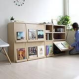 【予約販売8月中旬入荷】送料無料 ディスプレイラック ２個組 木製 フラップチェスト リビング収納 魅せる収納 本棚 書棚 扉付オープンラック　2個セット メープル　CPB025-C-MP