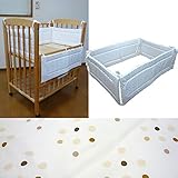 日本製 ミニベッド用 四方ガードマット ポルカドット（セピア）ベッドガード ベビーベッド内寸90×60cm用