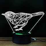 テーブルランプ3D創造性輝く鳥LEDナイトライトベッドルームベッドサイドランプホリデーギフト,Beige
