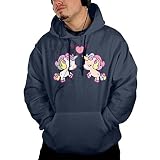 男 大人 ポケット パーカー スウェットパーカー ユニコーン ベビー アニマル柄 プリント ルームウェア スポーツウェア 釣り ストレッチ Navy XL