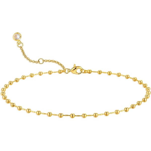 thumbnail image 2 of PAVOI 14K Gold Plated Charm Anklet For Women - 9 Inch Dainty Evil Eye Star Pearl Adjustable Anklet 2 of 11