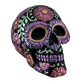 ブラックとパープルメタリック仕上げDay of the Dead Sugar Skull Coin Bank
