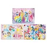 テンヨー(Tenyo) 【日本製】 チャイルドパズル ディズニー ディズニープリンセス 55・66・80ピース ステップアップ3点セットB こども向けパズル 抗菌コート おかたづけ専用カバー付き 3才以上