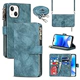 Sailortech for iP14 ケース 手帳型 アイフォン 14スマホケース アイフォン 14 カバー財布型 内蔵マグネット 留め具装備 カード収納 横置き機能 小銭入れ ジッパーポケット付き 全面保護 防塵 マグネット式 for iPhone 14 携帯カバー【選べる6色】6.1in-ライトブルー