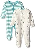 Rosie Pope Baby Boys' 2-Pack Ahoy Captain Handsome Stripes and Seagulls Coveralls