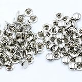 KUKU工房 両面カシメ レザークラフト材料 100組セット (頭10mmｘ足8mm, シルバー)