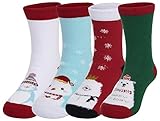 EOZY 子供用ソックス 可愛い クリスマス靴下 4足セット プレゼント 秋冬 女の子 男の子 保温 キッズ ベビー 柔らかい 厚い ロークルー丈 M タイプ2