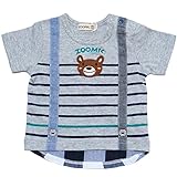 【本体綿100％】2017年 夏物 ZOOMIC ズーミック 天竺 サスペンダー アップリケ 半袖Ｔシャツ グレー◇80cm