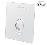 DEKINMAX粘着吸引防水Hooks for Shower部屋キッチンバスルームフック( Heavy Duty、クリア、6個のパック)