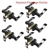 Probrico内部ラウンドPassageキーレスドアノブレバードアロックLockset withoutキーDoorknobs Oil Rubbed Bronze For Hallクローゼット Doo