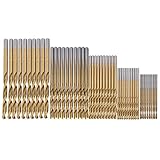 50pcs High-speed Steel Twist Drill Titanium Coated Woodworking Tool Bit for Wood Metal Plastic Drill