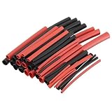 Ninth-City 42pcs Black Red Assorted 6 Size Polyolefin 2:1 H-type Heat Shrink Tube Sleeving Wire Cabl