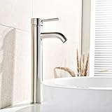 ステンレススチールつや消しニッケルシングルレバーバスルーム洗面所ランドリー洗面化粧台シンク洗面 UF-18L-FS