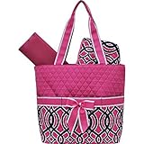 Navy & Pink Geometric Vine Pattern Print Quilted 3pc set Diaper Bag by NGIL [並行輸入品]