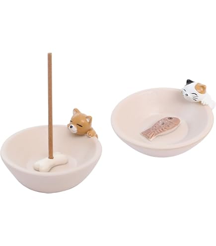 Amazon｜LANGING お香立て 猫 香炉 線香置き 陶器 面白いプレゼント