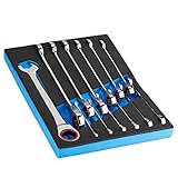 Capri Tools(カプリツールズ) CP11600MT ラチェットコンビネーションレンチセット 100ギア 送り角度3.6° 1/4~15/16インチ 13点 整備士のトレイがつき