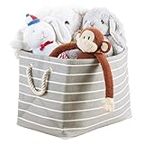 mDesign Fabric Round Bin with Handles for Baby Nursery Storage to Hold Baby Clothes Blankets Towels 