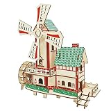 harmonico 木製パズル 立体パズル 大人のためのDIY 男の子 女の子 プレゼント 贈り物 オランダ 趣味 3D 工作 レーザーカット 手作り (風車小屋)