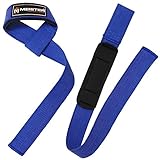リフティング ストラップ 正規品 Meister クッション入り 筋トレ 滑り止め付 ユニセックス 58cm リストストラップ（ペア） - 青