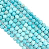 天然石ハウライトトルコ ターコイズ マグネサイト 4mm 6mm 8mm 10mm 12mm 1連 約38cm/1連 天然石卸専門 天然石パワーストーン ブルーハウライト 菱苦土石（りょうくどせき） (4mm)