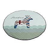 Lovoski ベビー　キッズ　綿　ラウンド　プレイマット　遊びマット　お片付けマット　クロールパッド　折り畳み　巾着　全6パタン - うま