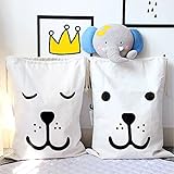 hiltowホーム飾りキャンバスストレージバッグバスケットオーガナイザーfor Kids Toys、ベビー服、子ブック、ギフトバスケット( 2個)