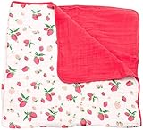 Little Unicorn Cotton Muslin Blanket Quilt - Strawberry Red [並行輸入品]