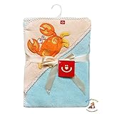 BlueberryShop 3D Embroidered Microplush HOODED Bath Pool Beach TOWEL Baby Kid Todler Gift (30" x 31.
