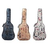 Jinchuan ギターケース アコースティック ギター用 ソフトケース 両肩背負いOK クッション付き ギグバッグ ギグ ケース ソフト バッグ (40/41in レトロ新聞)