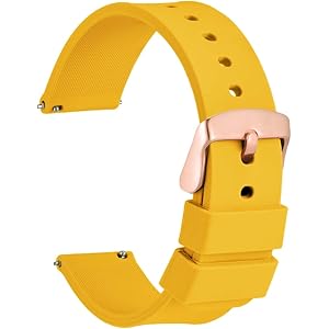 [WOCCI]ラバーベルト シリコン18mm 防水時計替えベルト Quick Release ゴム腕時計バンド イエロー…