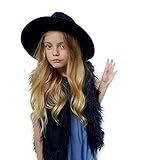 コートHosam フェイクファー コート 女の子 モコモコ 服 ベスト 子供 ガルズコート 暖か 欧米風 おしゃれ 無地 秋冬 日常着 パーティー ファッション (ブラック, XXXL)