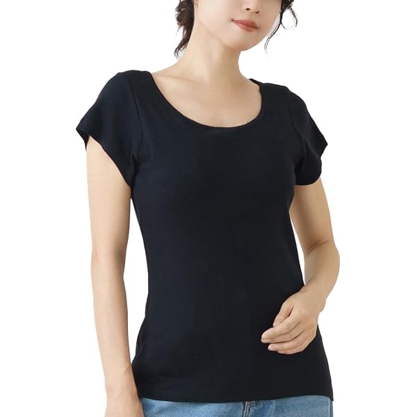 Amazon.co.jp: 無印良品 婦人 なめらかリブブラ半袖Tシャツ レディース