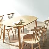 【商品名】木製ダイニング5点セット テーブル チェア4脚付き 食卓 【サイズ】楕円形テーブル：幅135×80 高さ70cm チェア：幅48 奥行48.5 高さ78 SH42cm 北欧 シンプル 楕円形ダイニングテーブル＆円形チェアー ホワイ