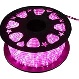 LEDロープライト 点滅セット ピンク 50m チューブライト 1250球 直径10mm イルミネーション 高輝度 AC100V クリスマス 照明 デコレーション 防水 屋外