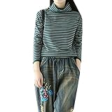 (ボラ-キキ) Bole-kk ニット 長袖 カットソー セーター レディース タートルネック プルオーバー トップス ハイネック インナー ゆったりニット 体型カバー (グリーン)